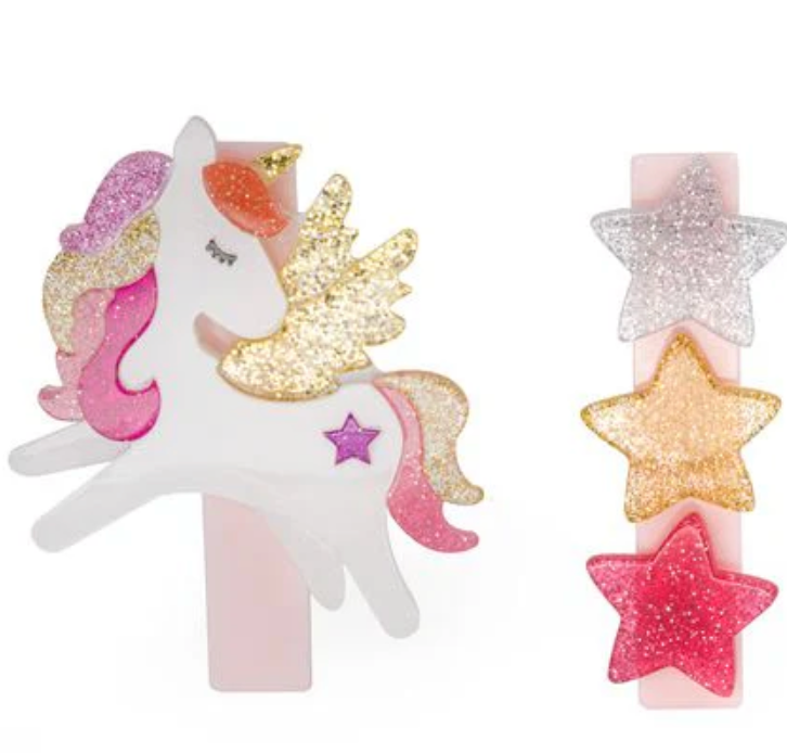 Unicorn and Star Hair Clip Set
