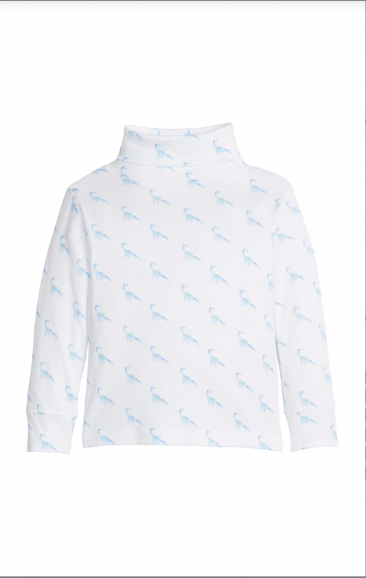 Printed Turtleneck - Blue Dinosaur