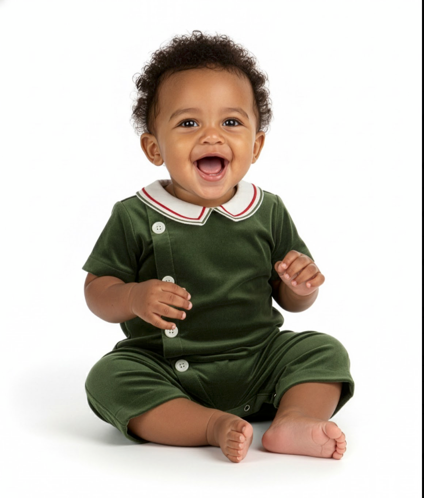 Mistletoe Velvet Boy Bubble, Green