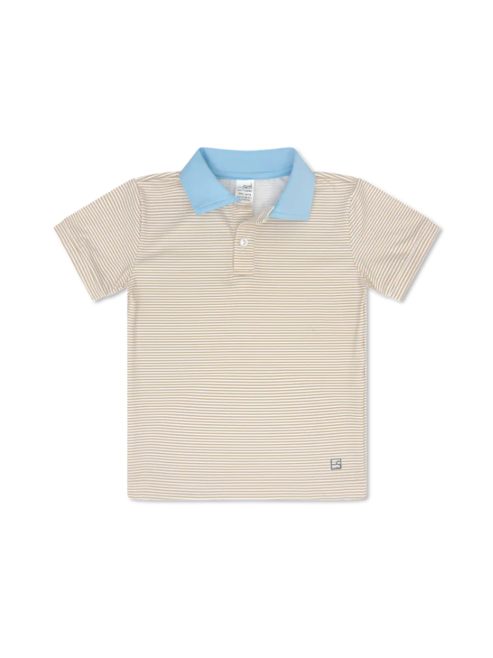 Parker Polo- Sandstone Ministripe, Cotton Candy Blue