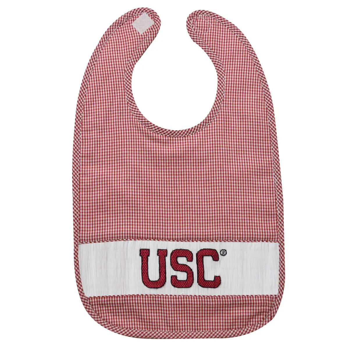 South Carolina Gamecocks Smocked Maroon Gingham Bib