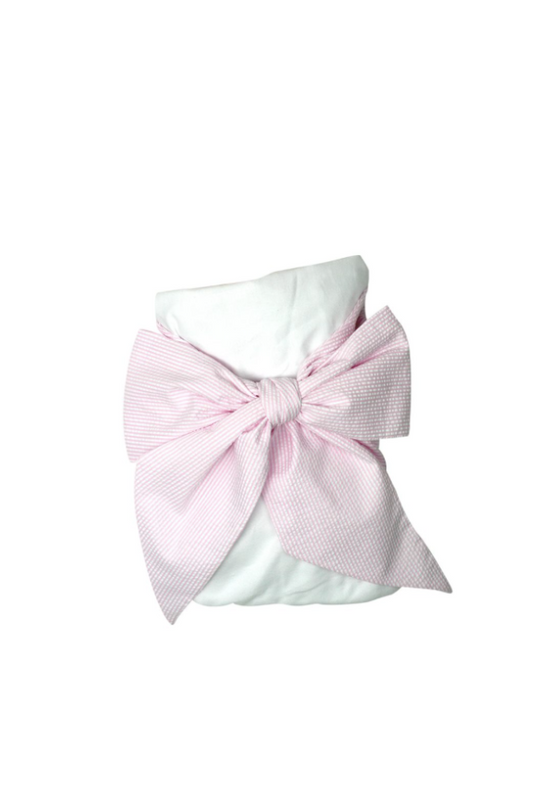 Bow Swaddle - Pink Savannah Seersucker
