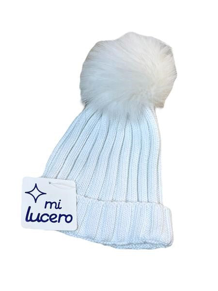 Tobbagan Hat with Pom - White