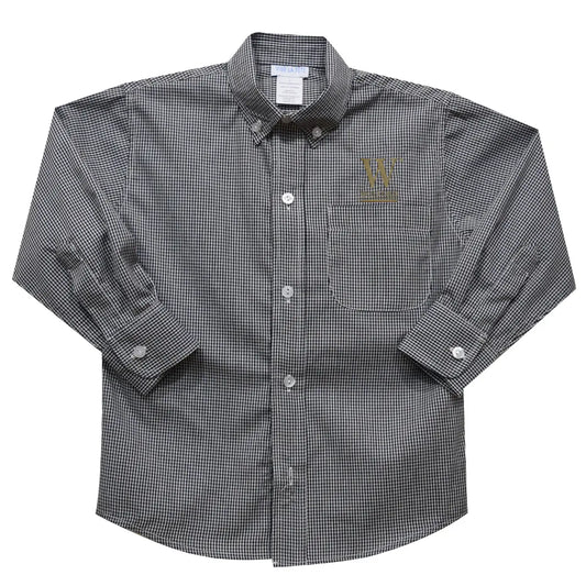 Wofford Terriers Embroidered Black Gingham Button Down Shirt