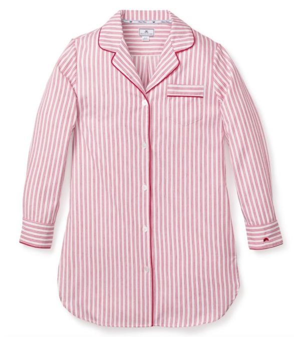 Women's Twill Antique Red Ticking Nightshirt