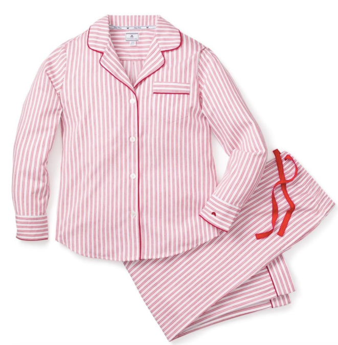 Women's Twill Antique Red Ticking Pajama Set