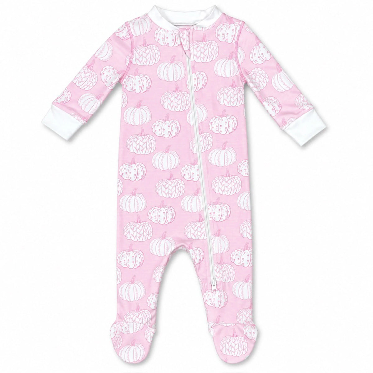 Footed Pajama-Pretty Pink Pumpkins