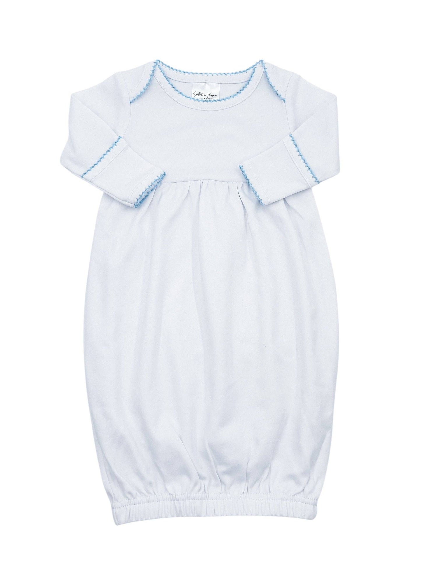 Gowns - Picot Trim: 0-6 Month / White