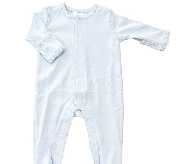 Footies - Picot Trim: White w/Blue / Premie