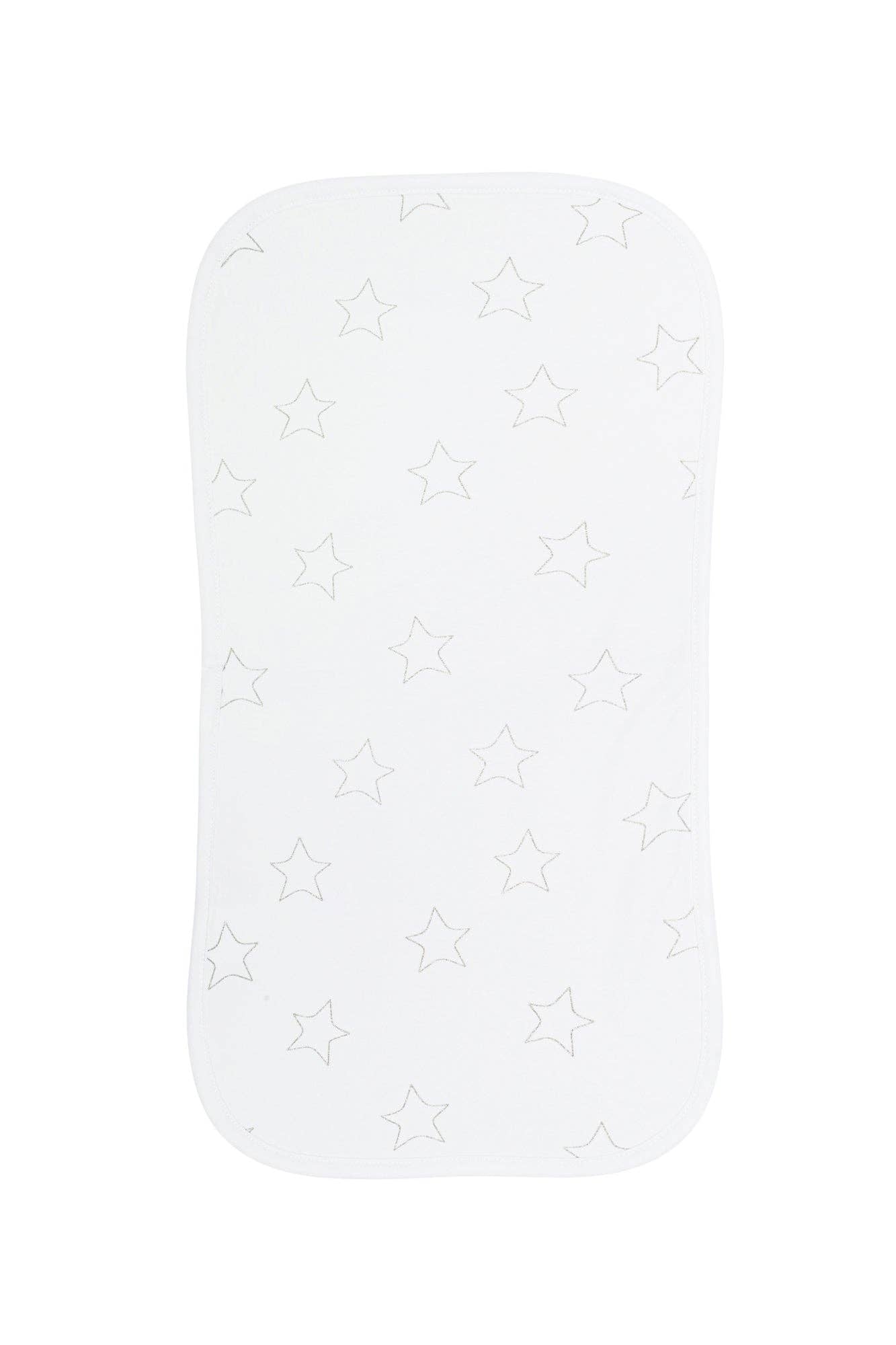 Grey Stars Print Burp Cloth: Grey / One Size