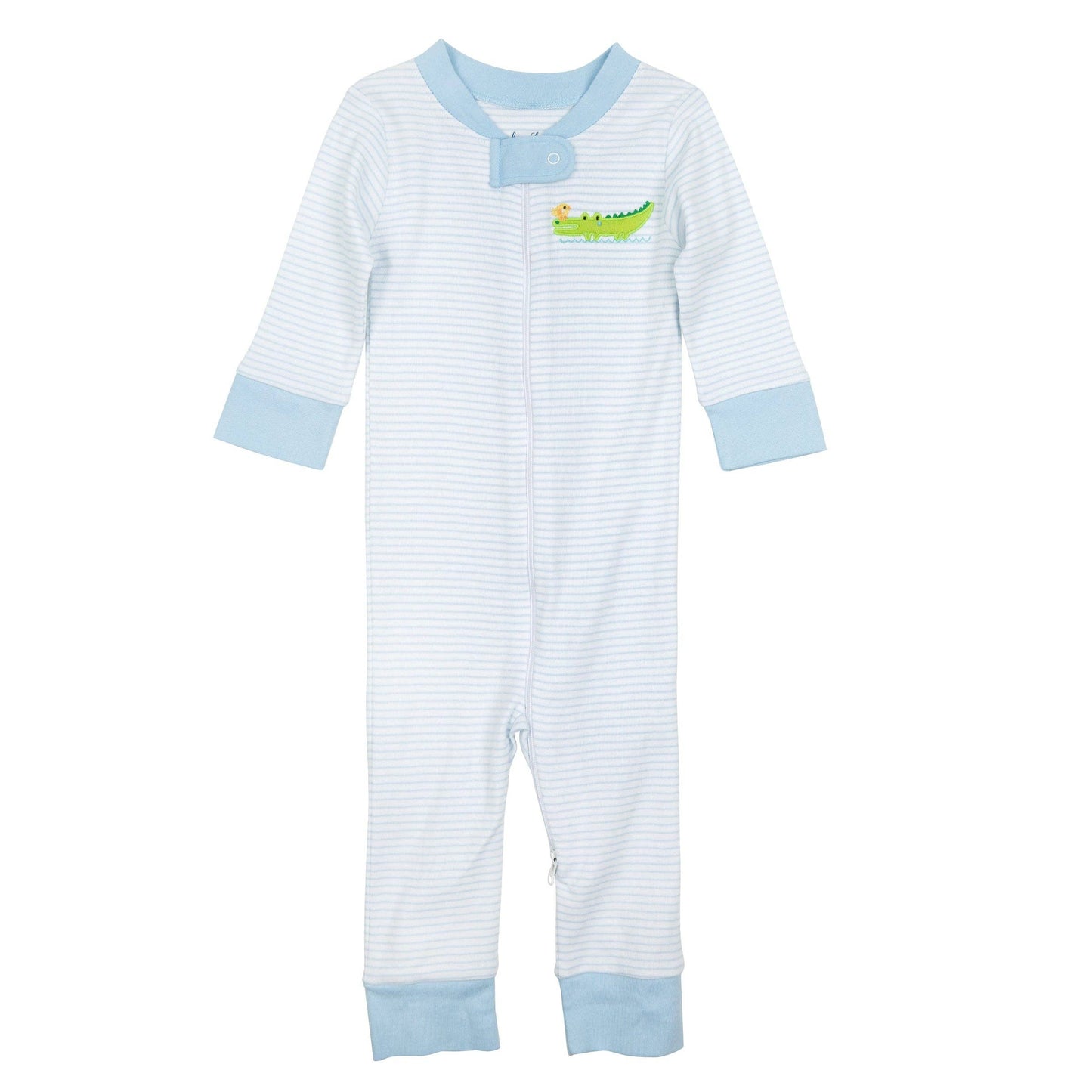 Bayou Babies Applique Zip Pajamas - Light Blue: 6 Months