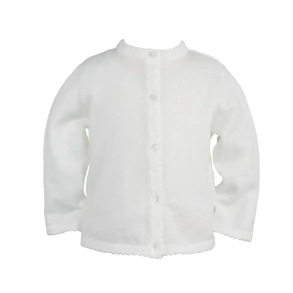 Scalloped Edge Cardigan Sweater White