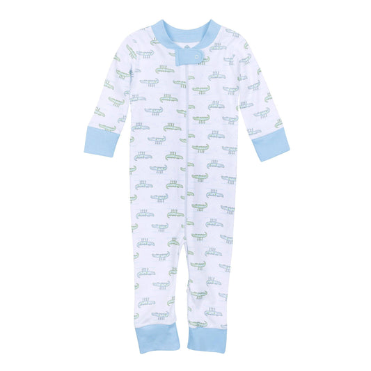 Alligator Pie Zip Pajamas - Light Blue: 6 Months