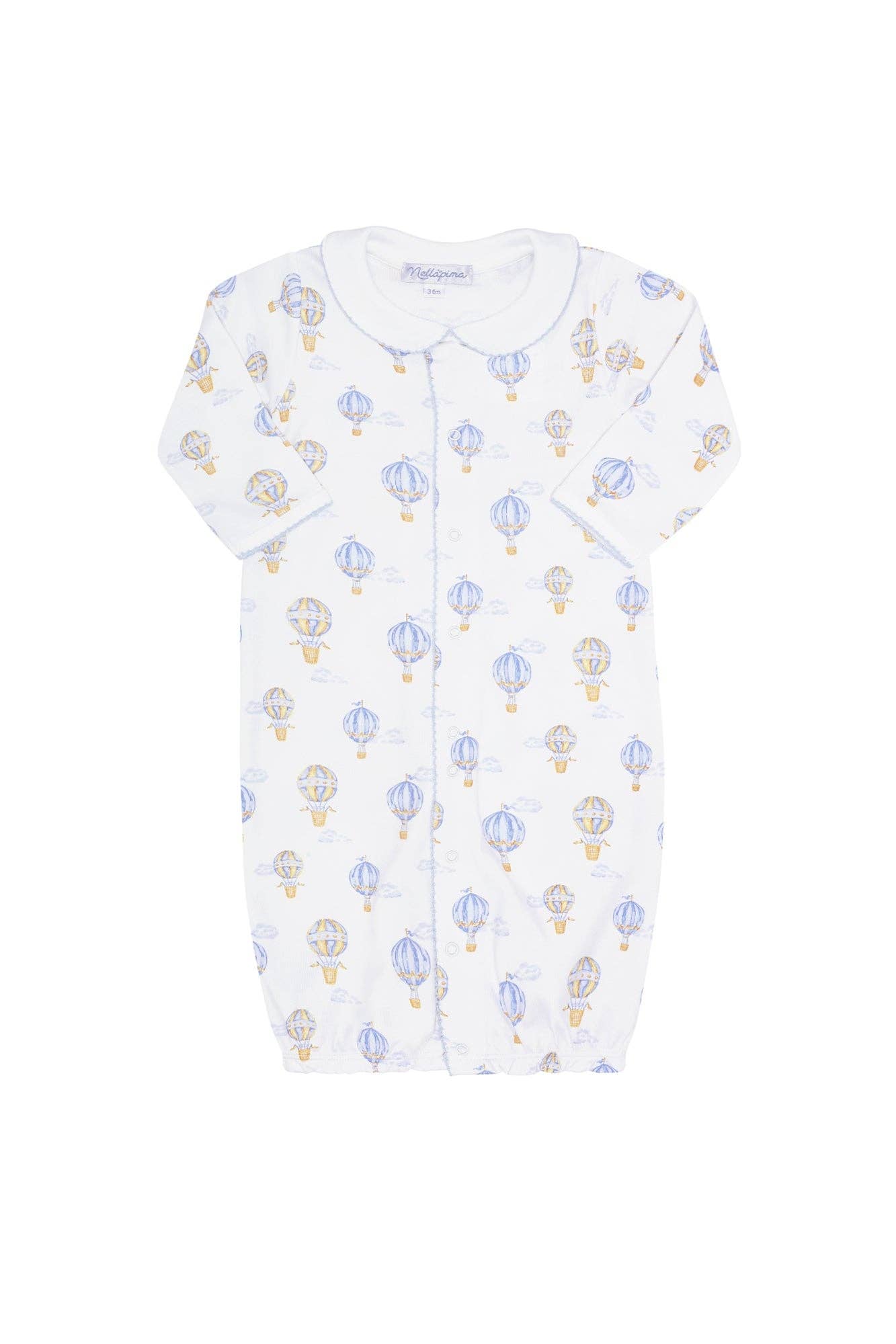 Blue Balloons Print Converter Gown: Blue
