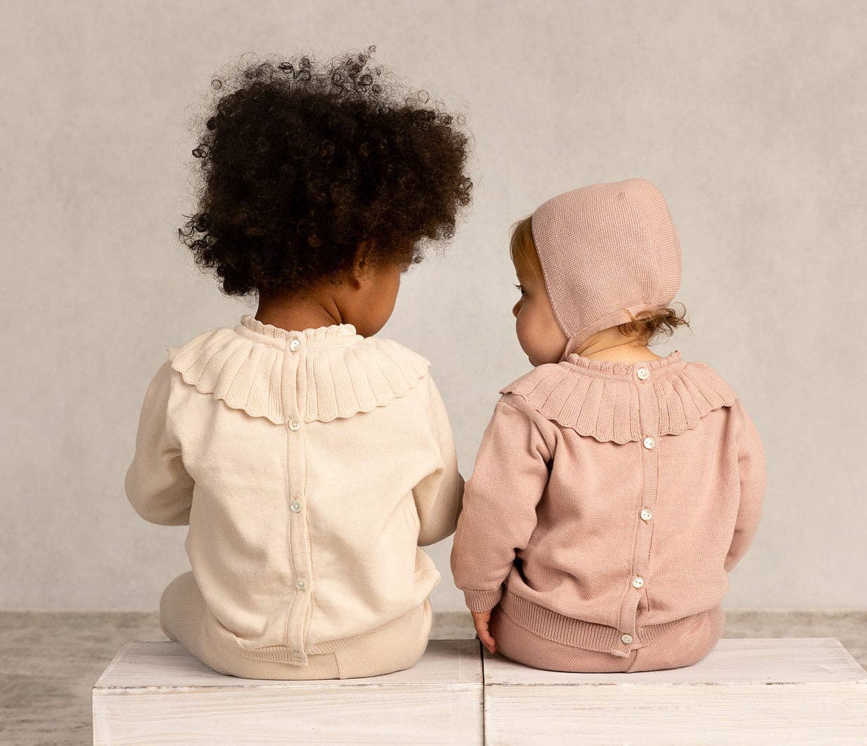 Baby & Toddler Girls Scalloped Collar Knit Set: Mauve