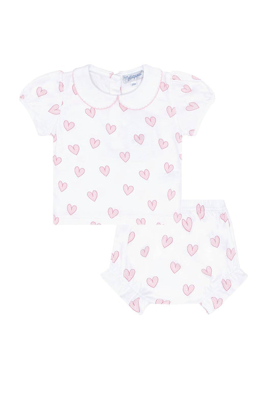 Pink Heart Print Diaper Cover Set: Pink