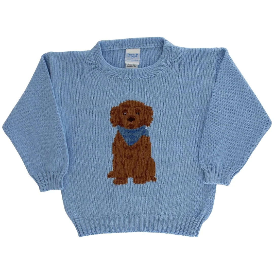 Crew Neck Sweater-Doodle On Light Blue