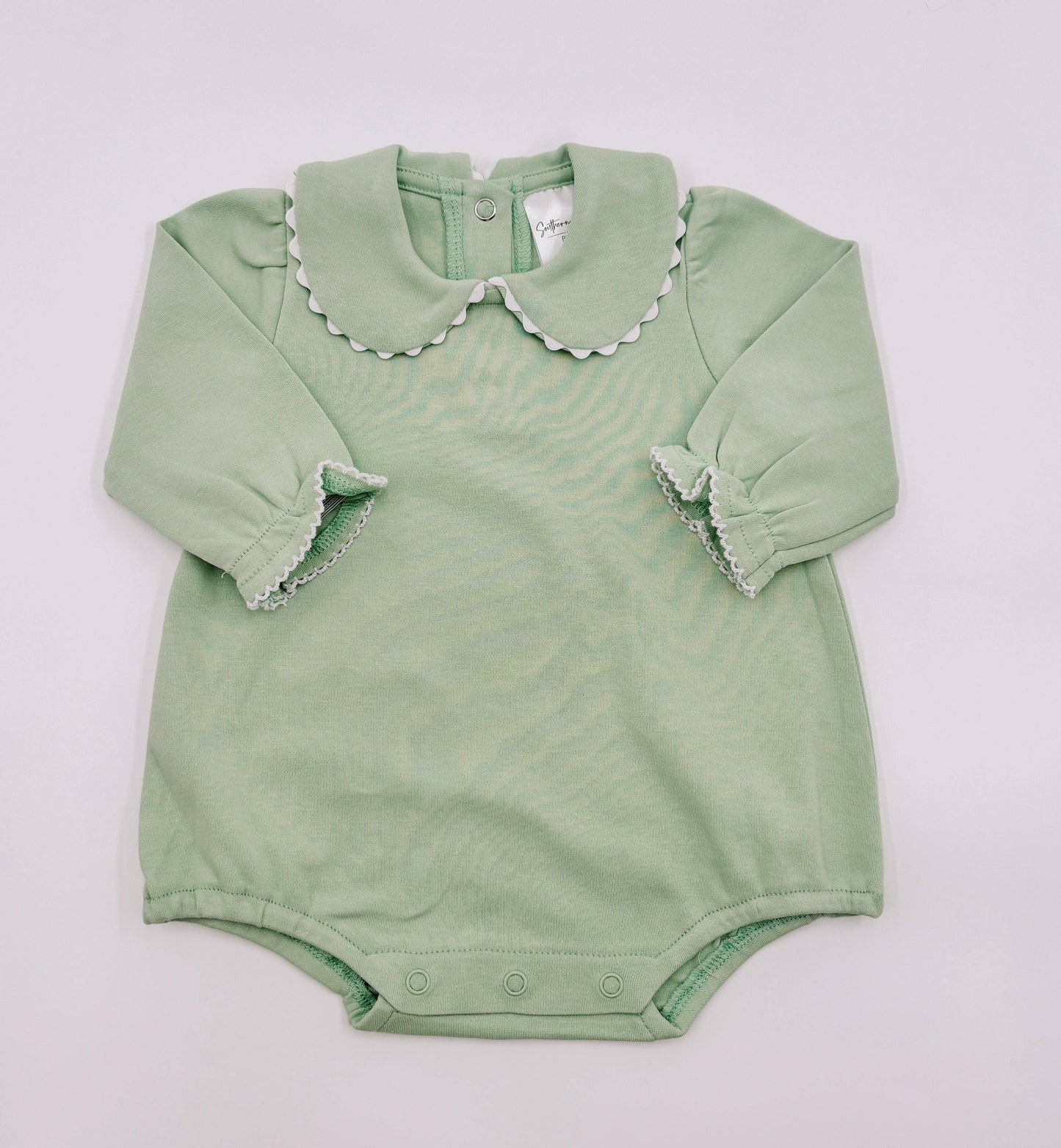 Bubble - Scalloped Collared LS: White / 2t