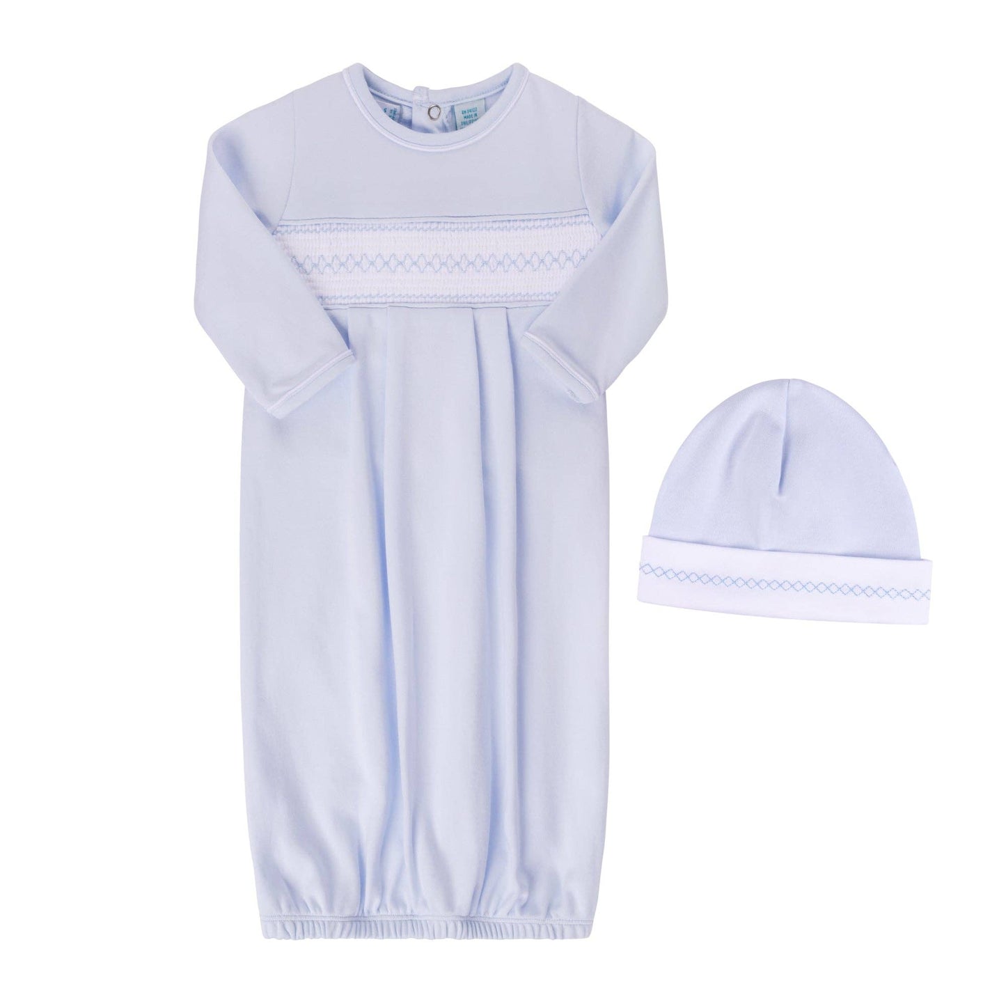 Baby Boy's Smocked Argyle Gown With Hat: Blue
