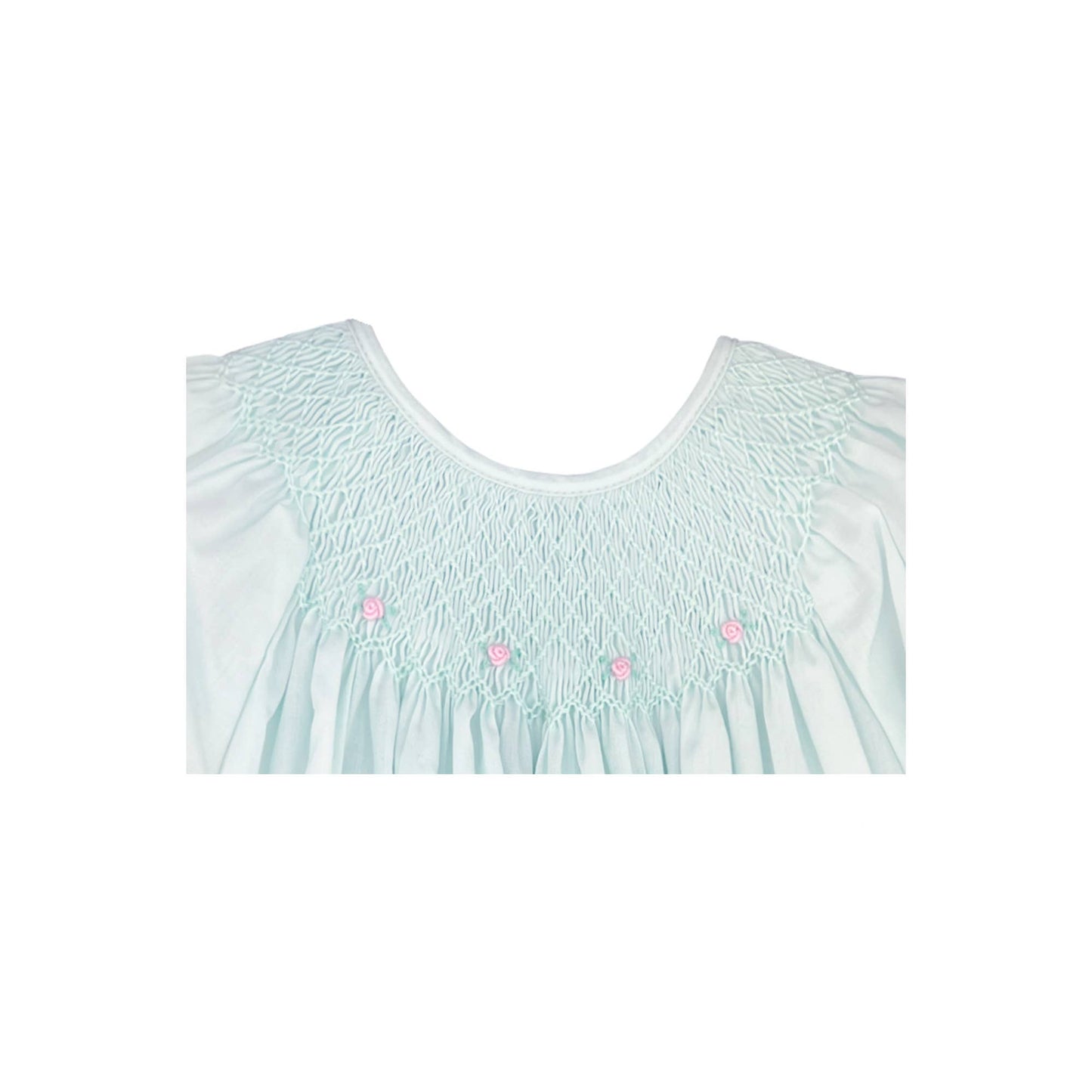 Smocked Daygown with Raglan Embroidery: Mint