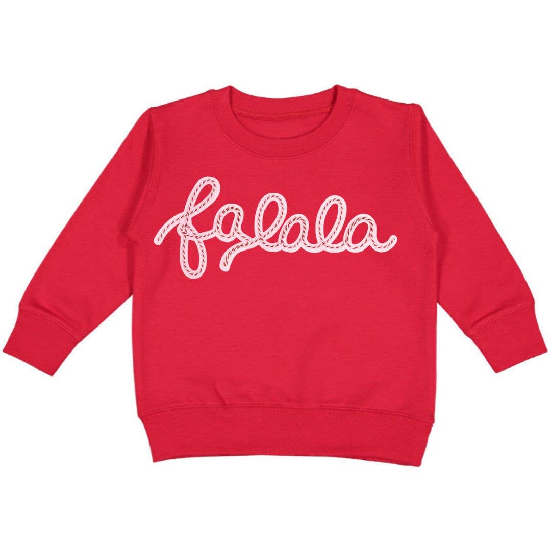 Falala Patch Christmas Sweatshirt - Red - Girls Clothes : 5/6