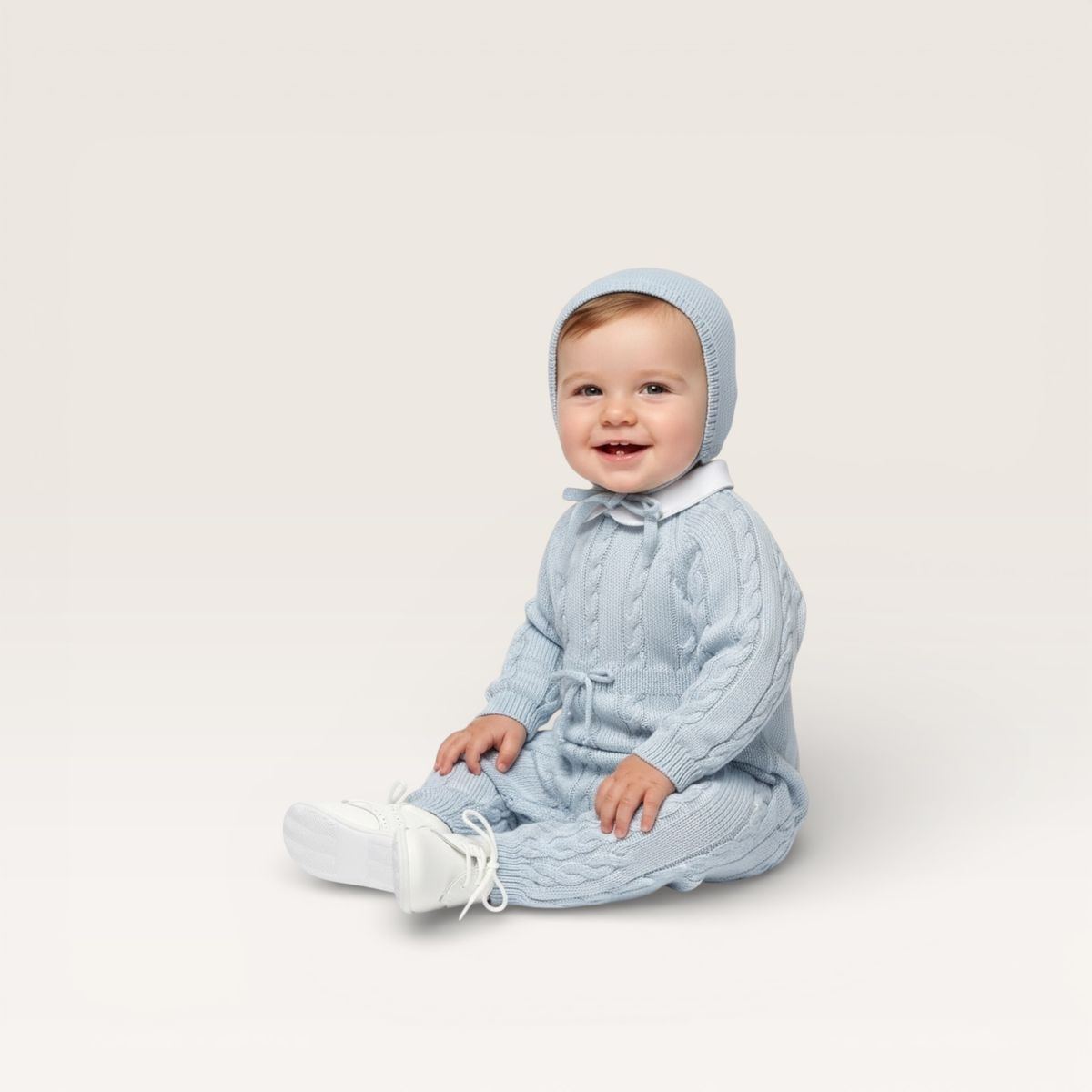 Cable Romper Light Blue
