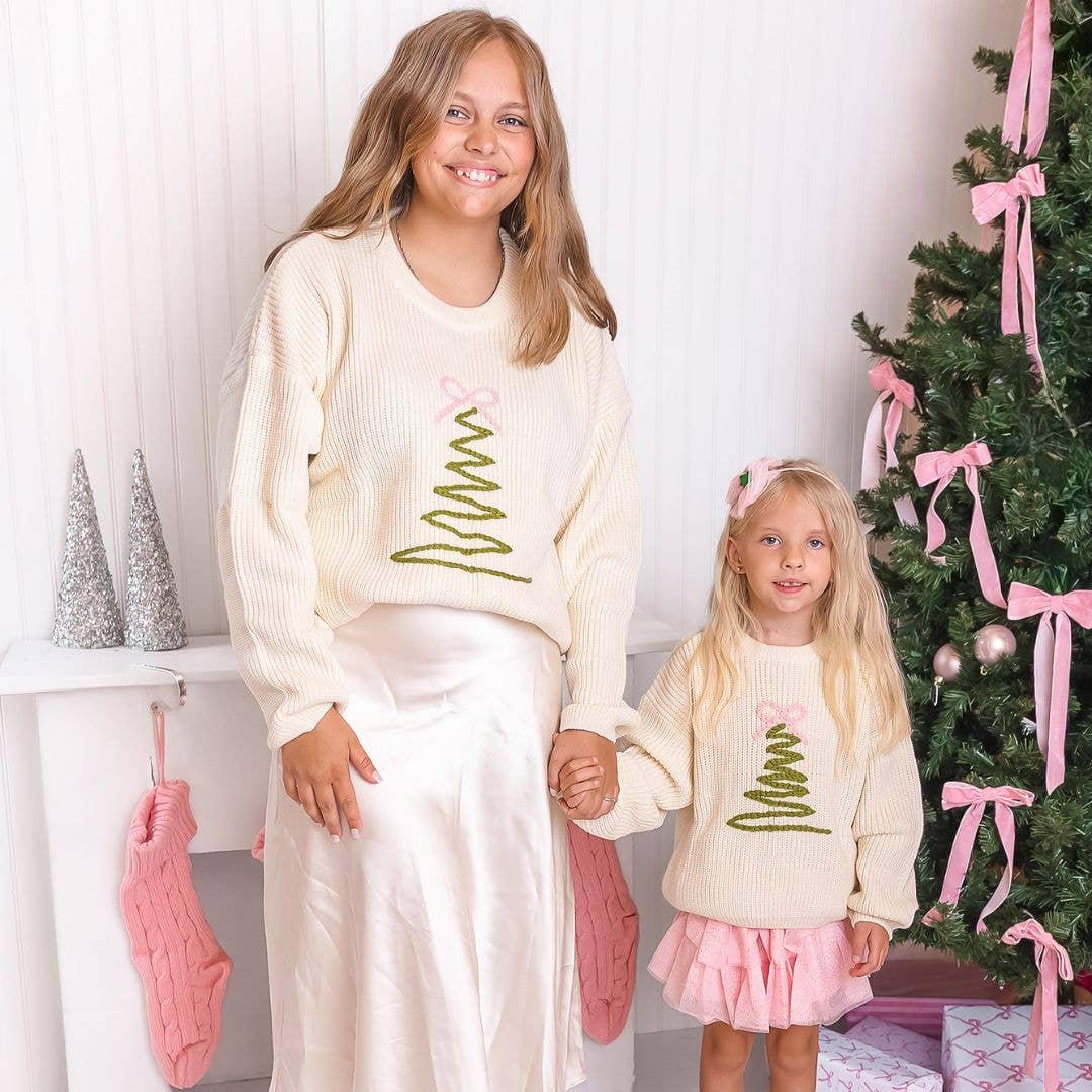 Coquette Christmas Tree Knit Sweater - Kids Clothing Holiday: 4T