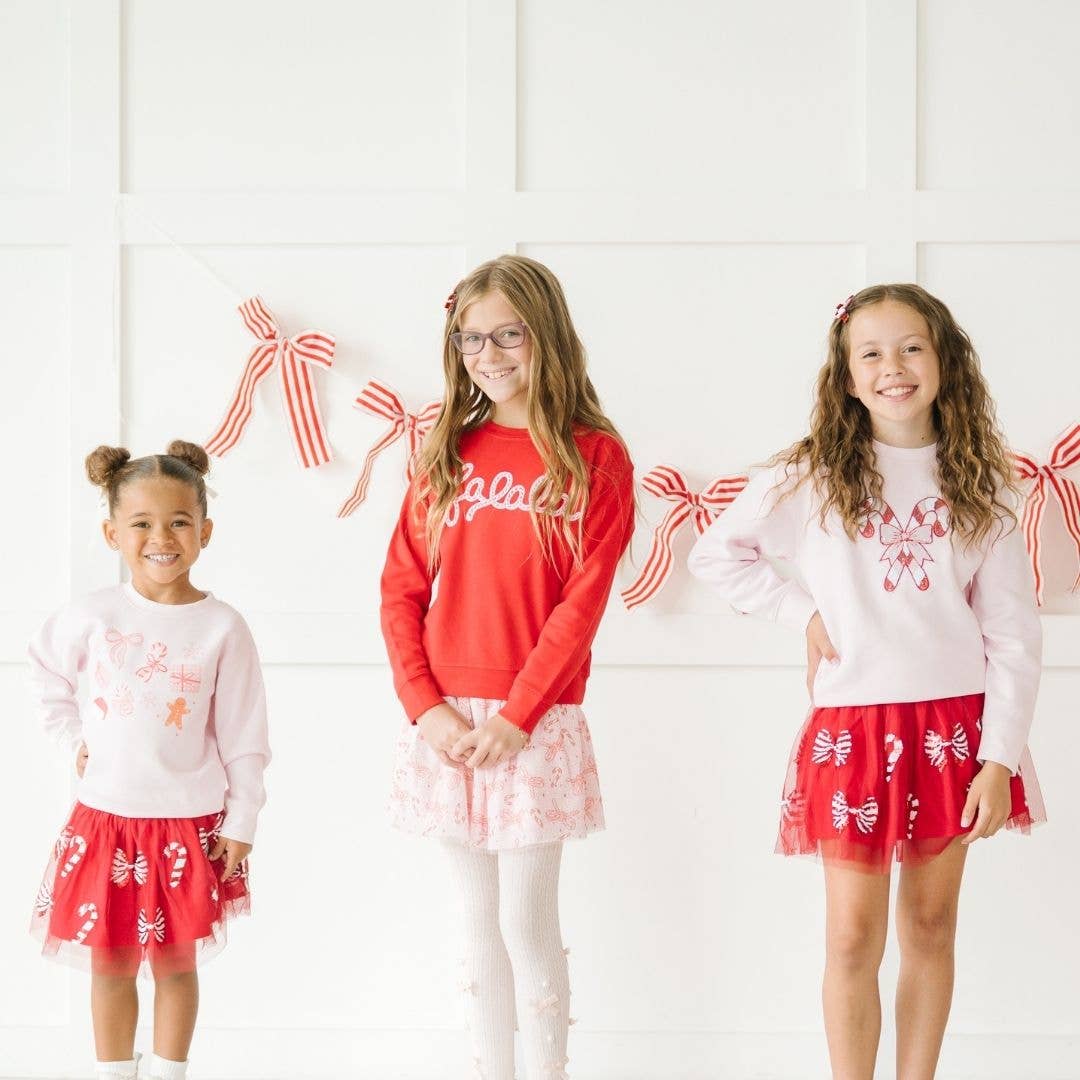 Candy Cane Bow Printed Christmas Tutu - Kids Clothing: 6-8Y