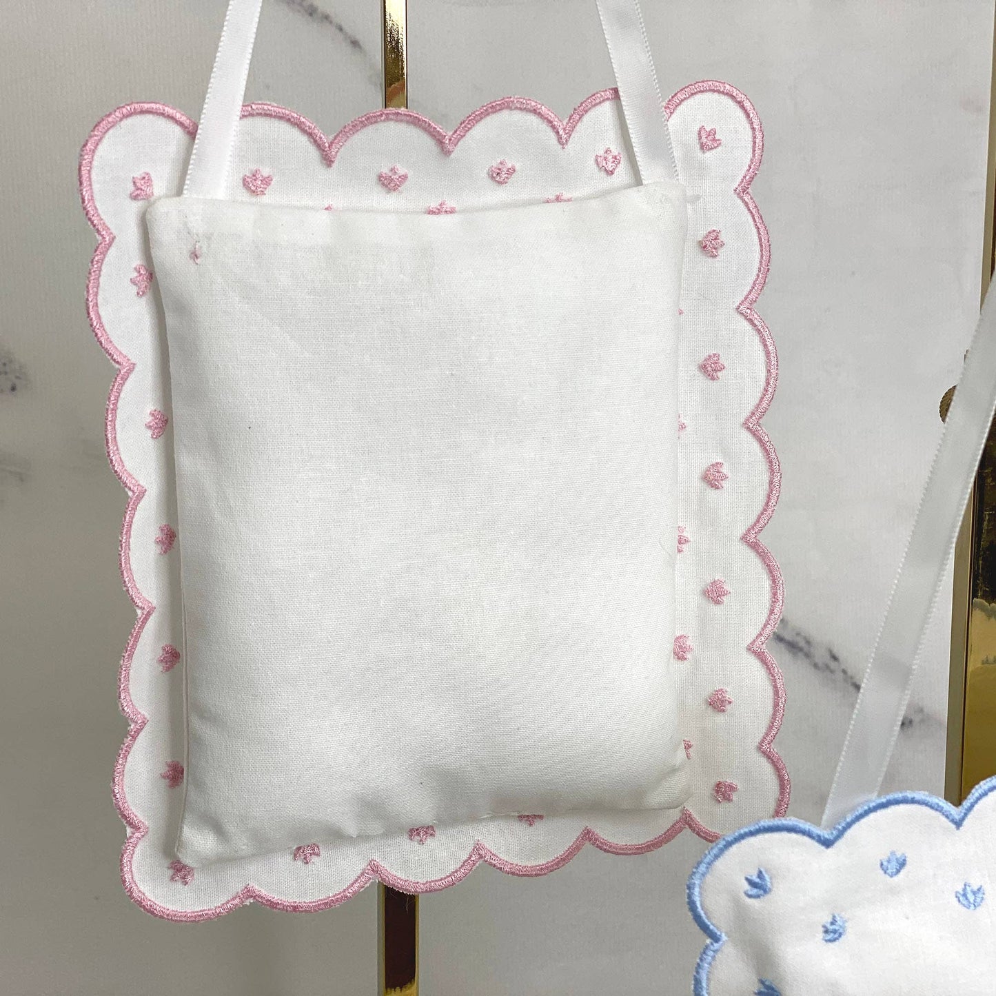 Linen Baby Sleeping Sign Pillow: Blue