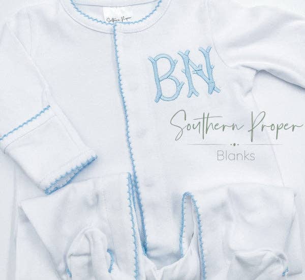 Footies - Picot Trim: White w/Blue / NB