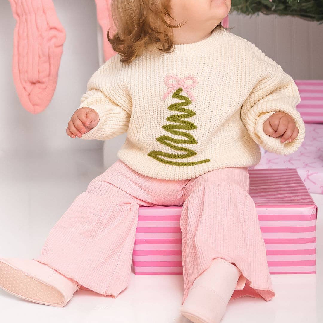 Coquette Christmas Tree Knit Sweater - Kids Clothing Holiday: 4T