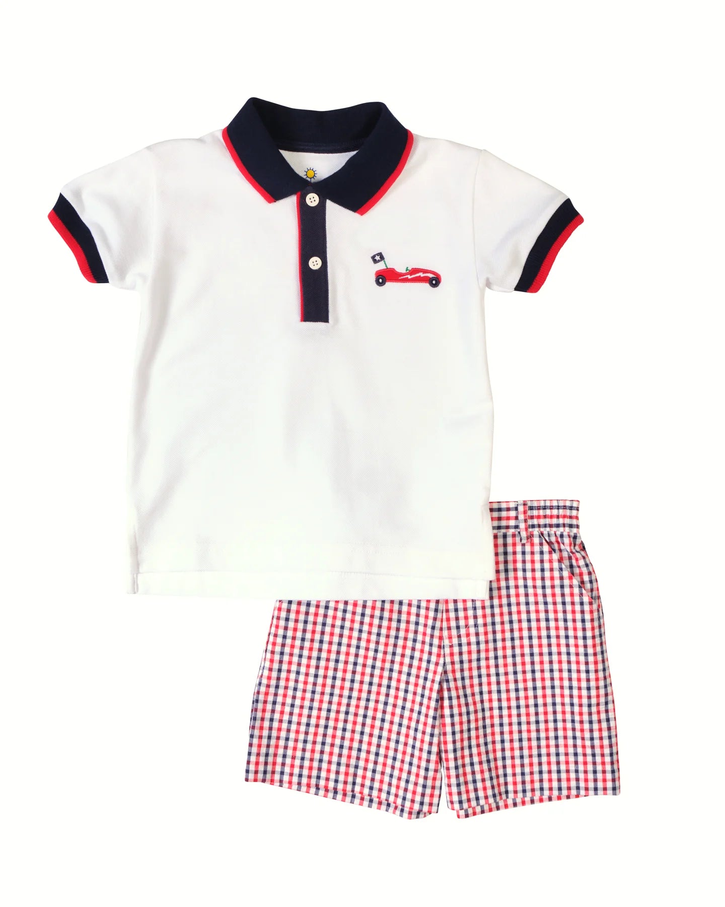 Knit Short Sleeve Polo with Derby Car