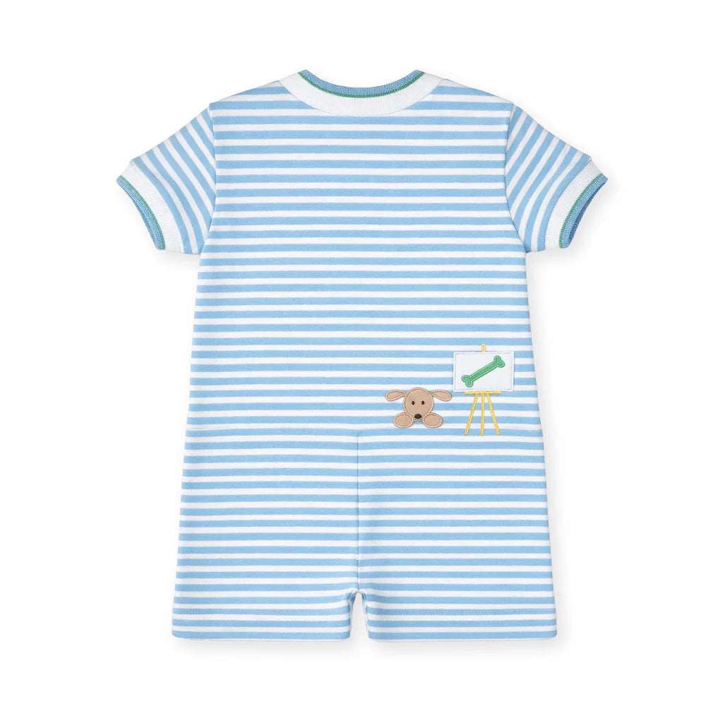 Stripe Knit Shortall with Painting Dog