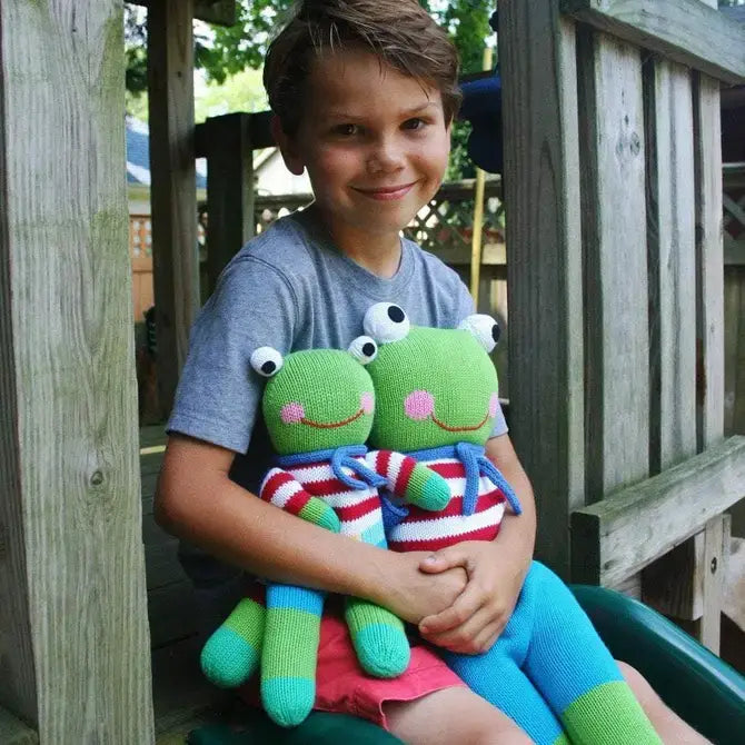 Freddy the Flying Frog Knit Doll - BIG sizes: 24" Plush