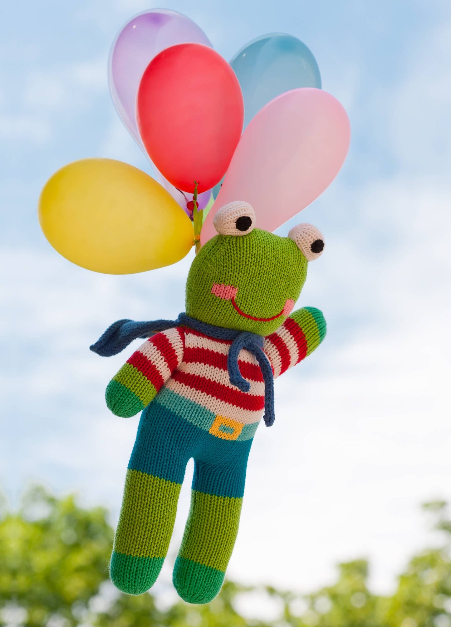 Freddy the Flying Frog Knit Doll - BIG sizes: 24" Plush