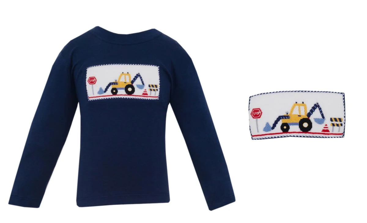 Excavator-Navy Blue Knit Boy's Ling Sleeve Shirt
