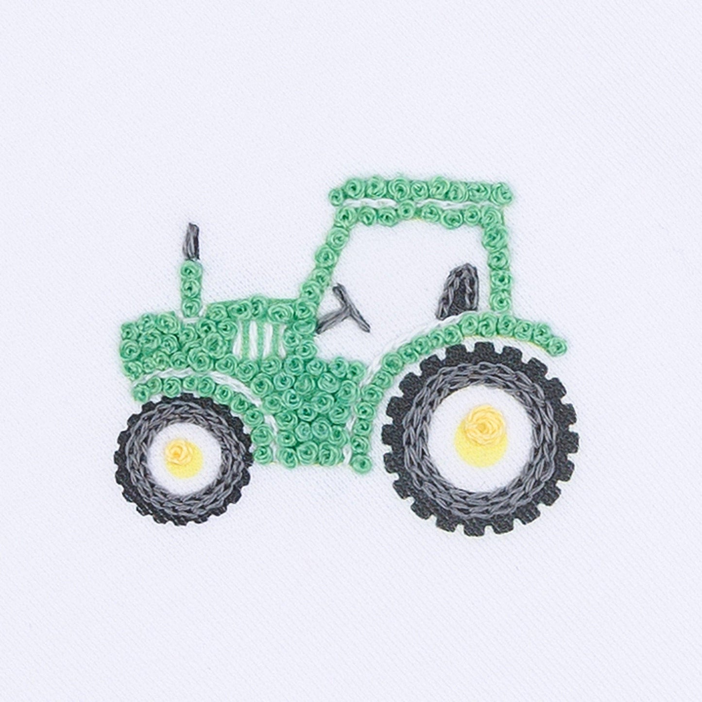 Lil' Green Tractor Embroidered Zip Footie: 3 Months