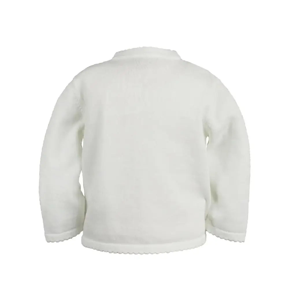Scalloped Edge Cardigan Sweater White