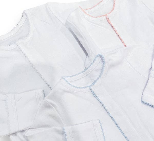 Footies - Picot Trim: White w/Blue / Premie
