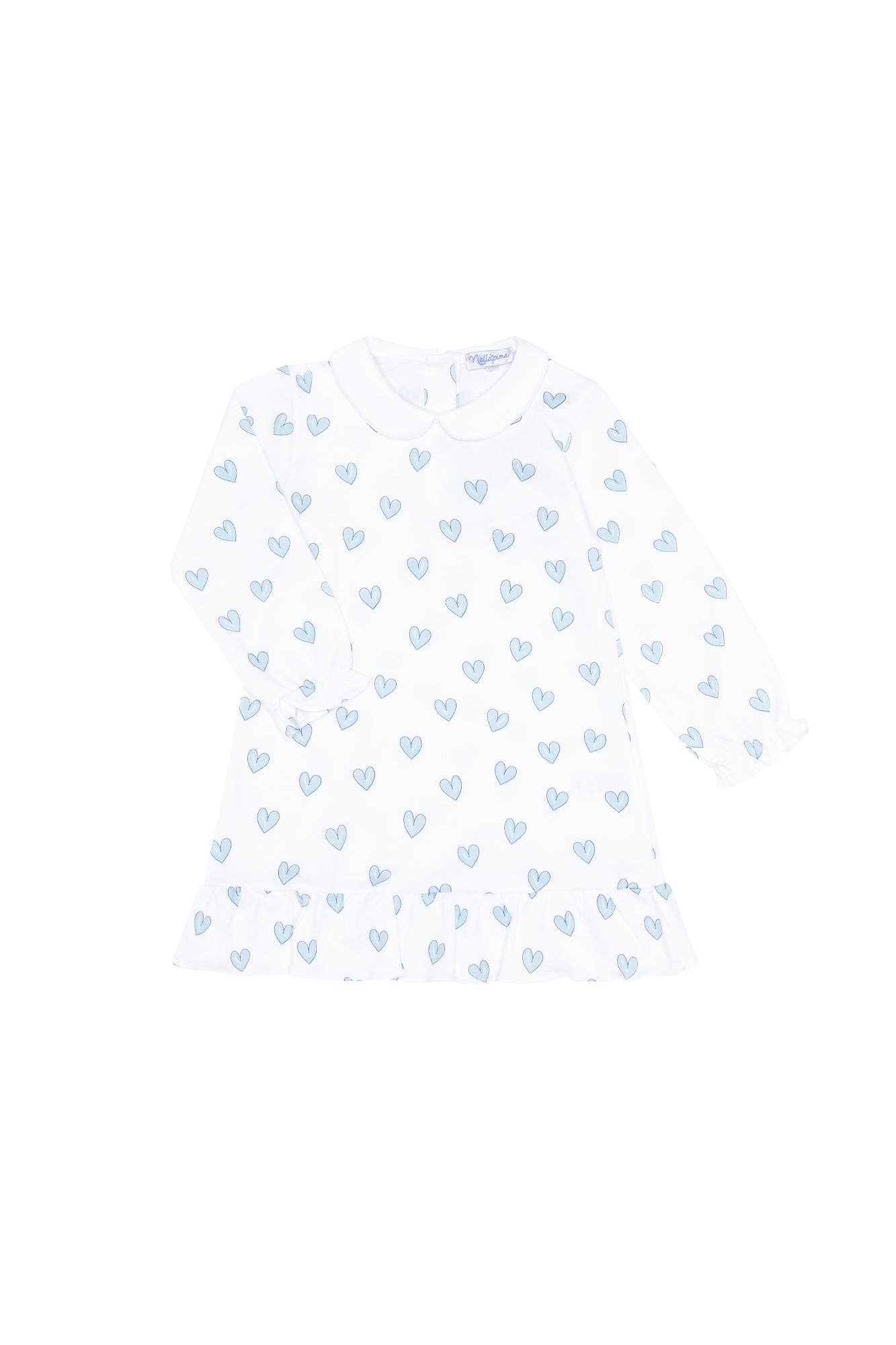 Blue Heart Print Long Sleeve Playtime: Blue