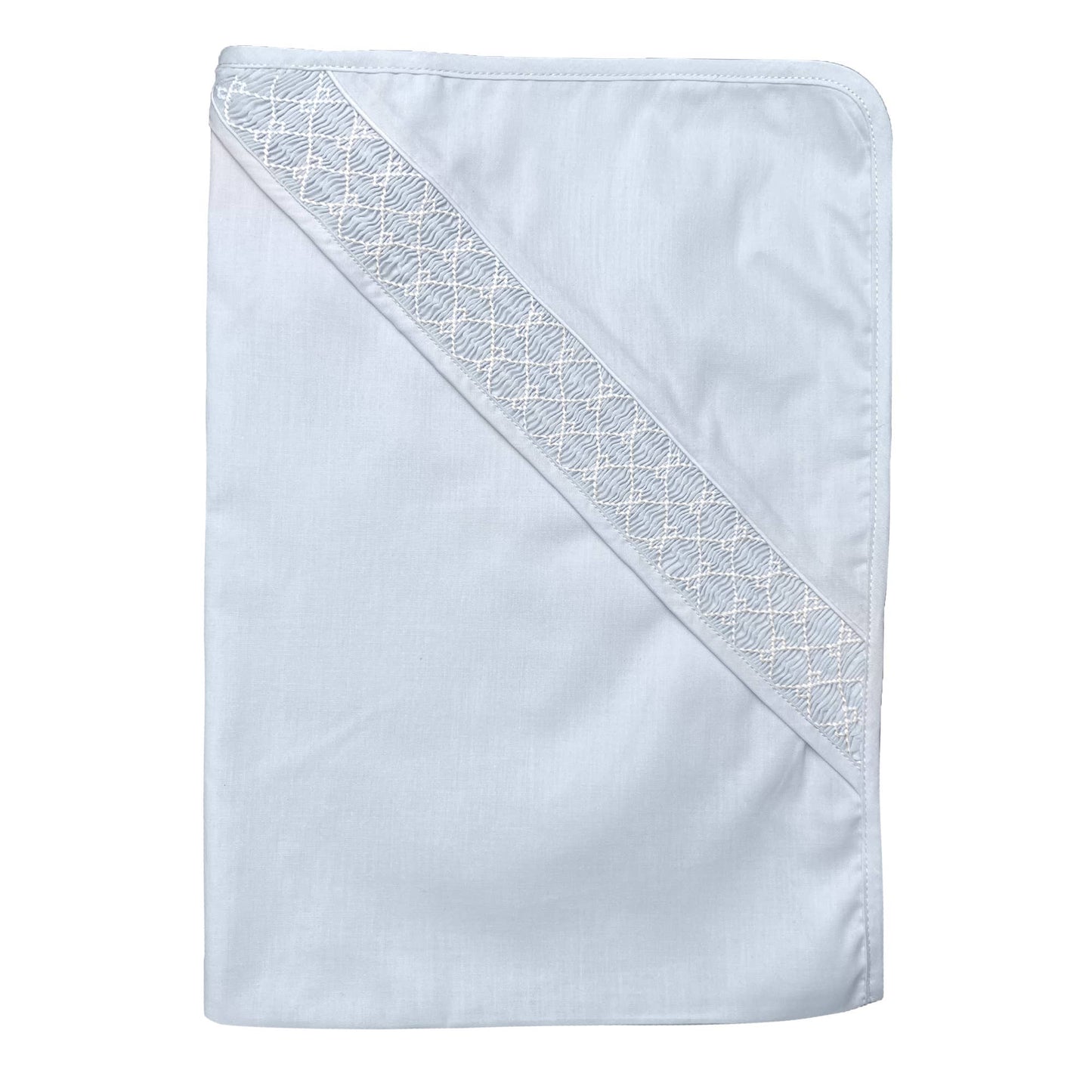 Neutral Smocked Blanket: Blue