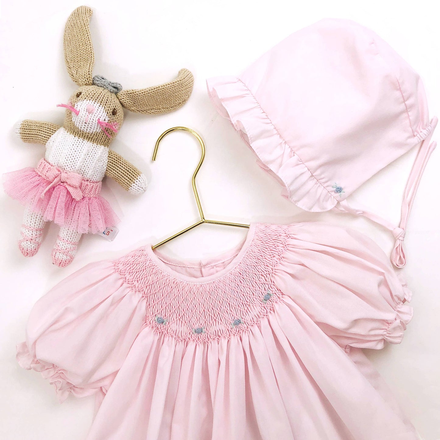 Smocked Daygown with Raglan Embroidery: Pink