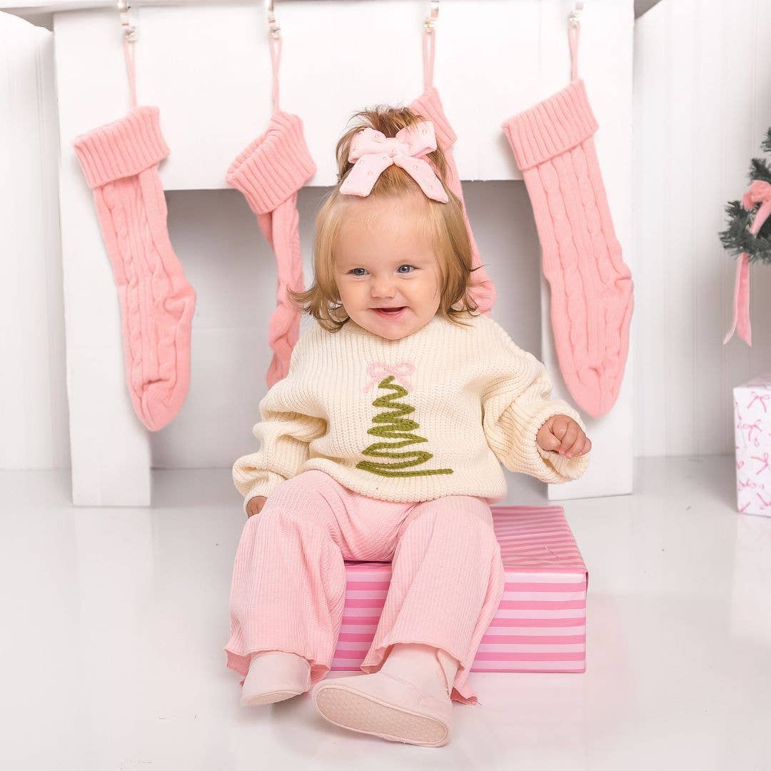 Coquette Christmas Tree Knit Sweater - Kids Clothing Holiday: 4T