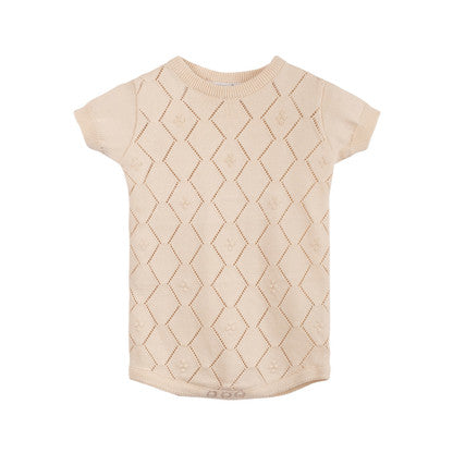 Eyelet Knit Romper- Ecru