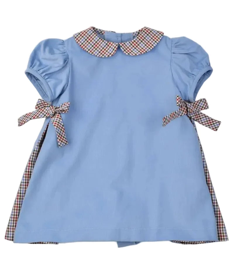 Fantasia Too Periwinkle Blue Plaid Bow Dress