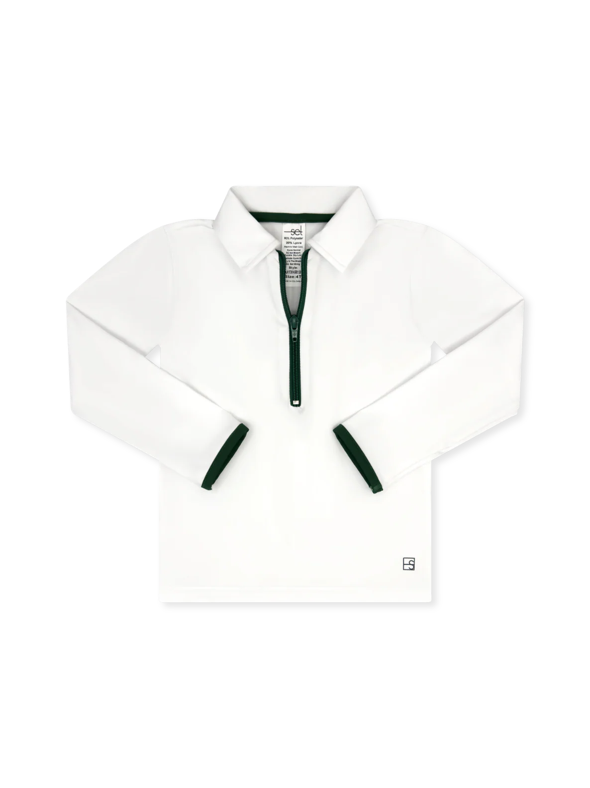 Henry Half Zip - Pure Coconut with Augusta Green