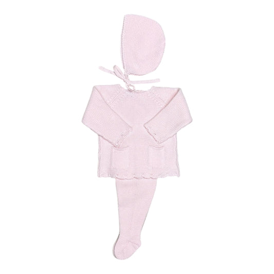 Pink Scalloped Edge 3-Piece Footed Set