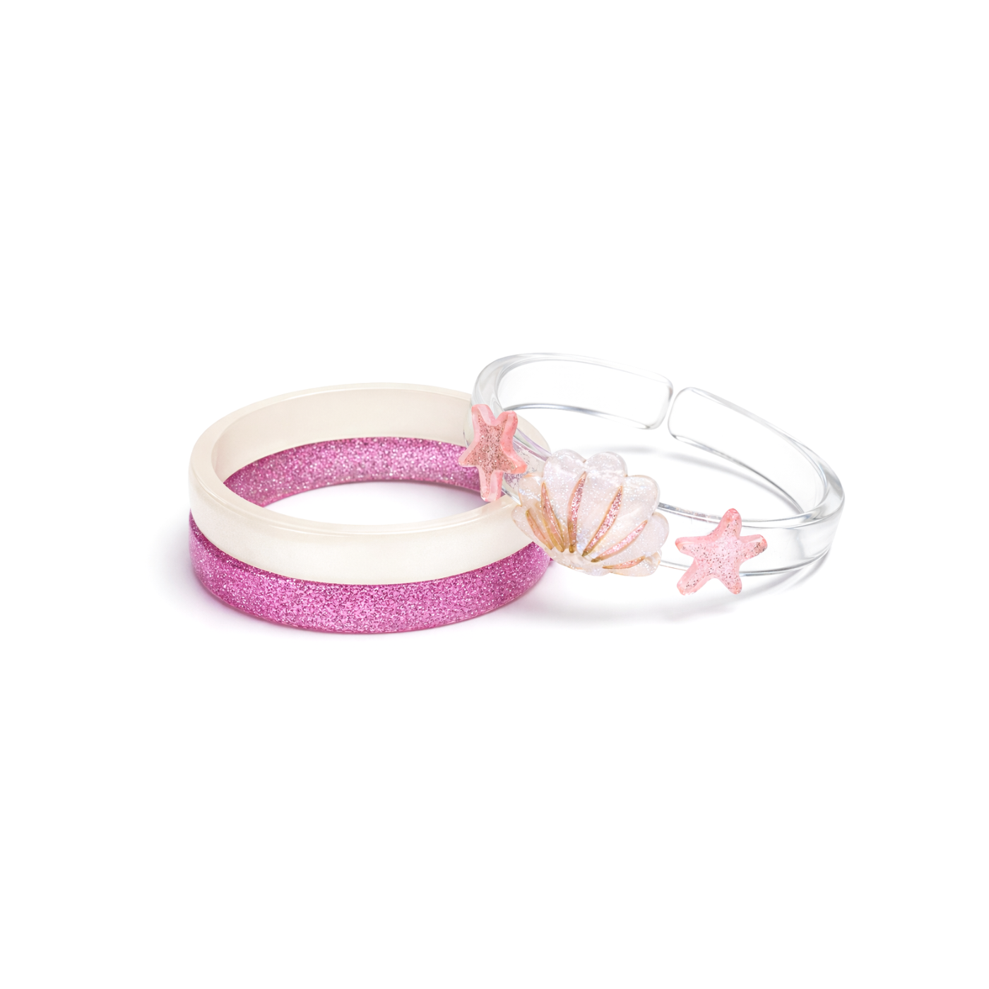 seashell pink glitter bangles