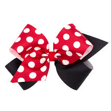 Medium Grosgrain Hair Bow, Red Polka Dot with Black