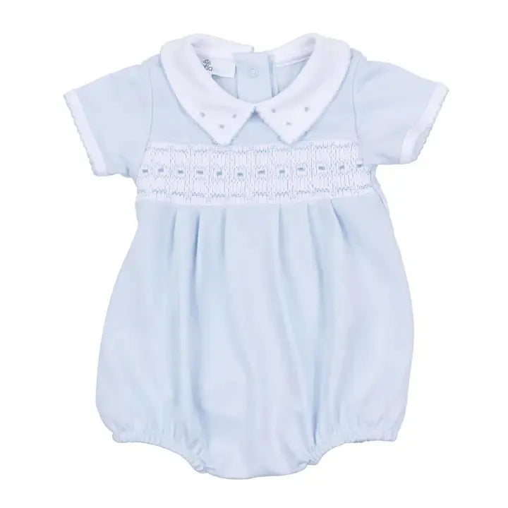Landry Smocked Bubble - Light Blue